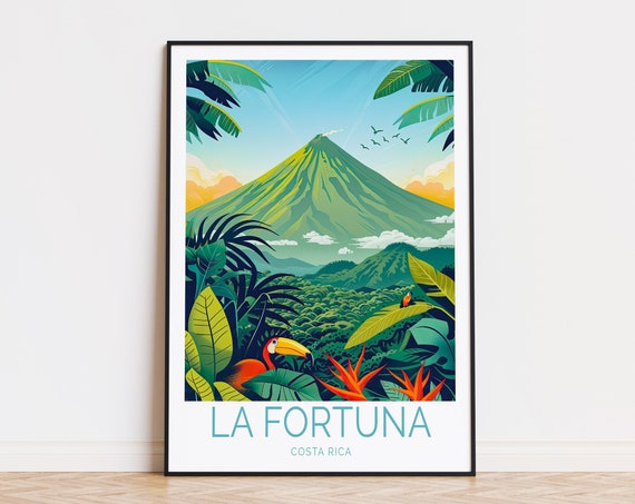 La Fortuna Travel Poster, Costa Rica Travel Print