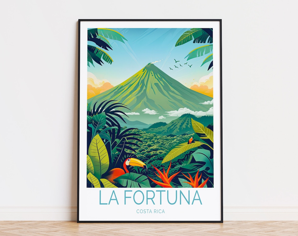 La Fortuna Travel Poster, Costa Rica Travel Print