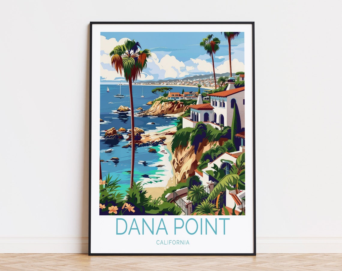 Dana Point California Harbor Palms Cliff Houses Coast Wall Art
