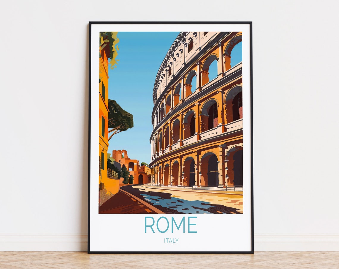 Rome Italy Colosseum Close Up Ancient Landmark Travel Poster