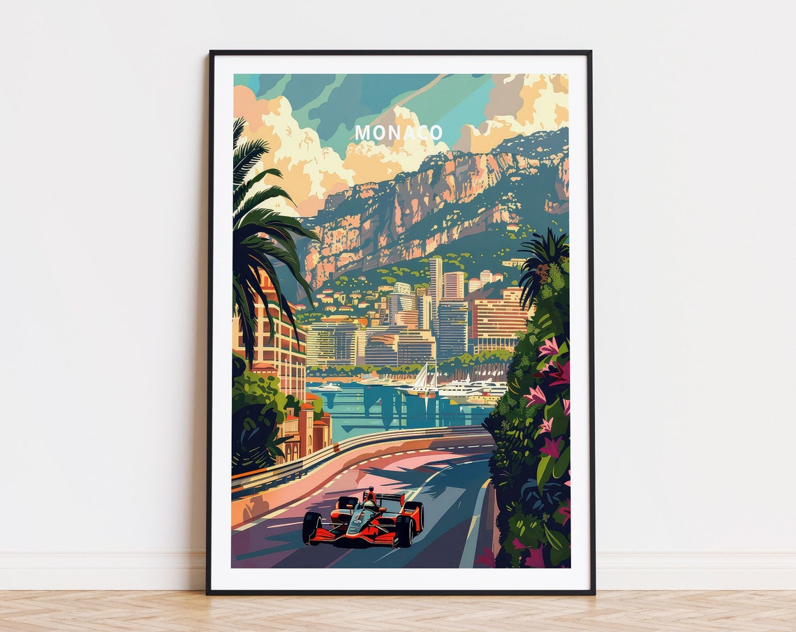 Monaco French Riviera Travel Poster Monaco Wall Art French Riviera Print Custom Travel Poster Home Decor Birthday Gifts