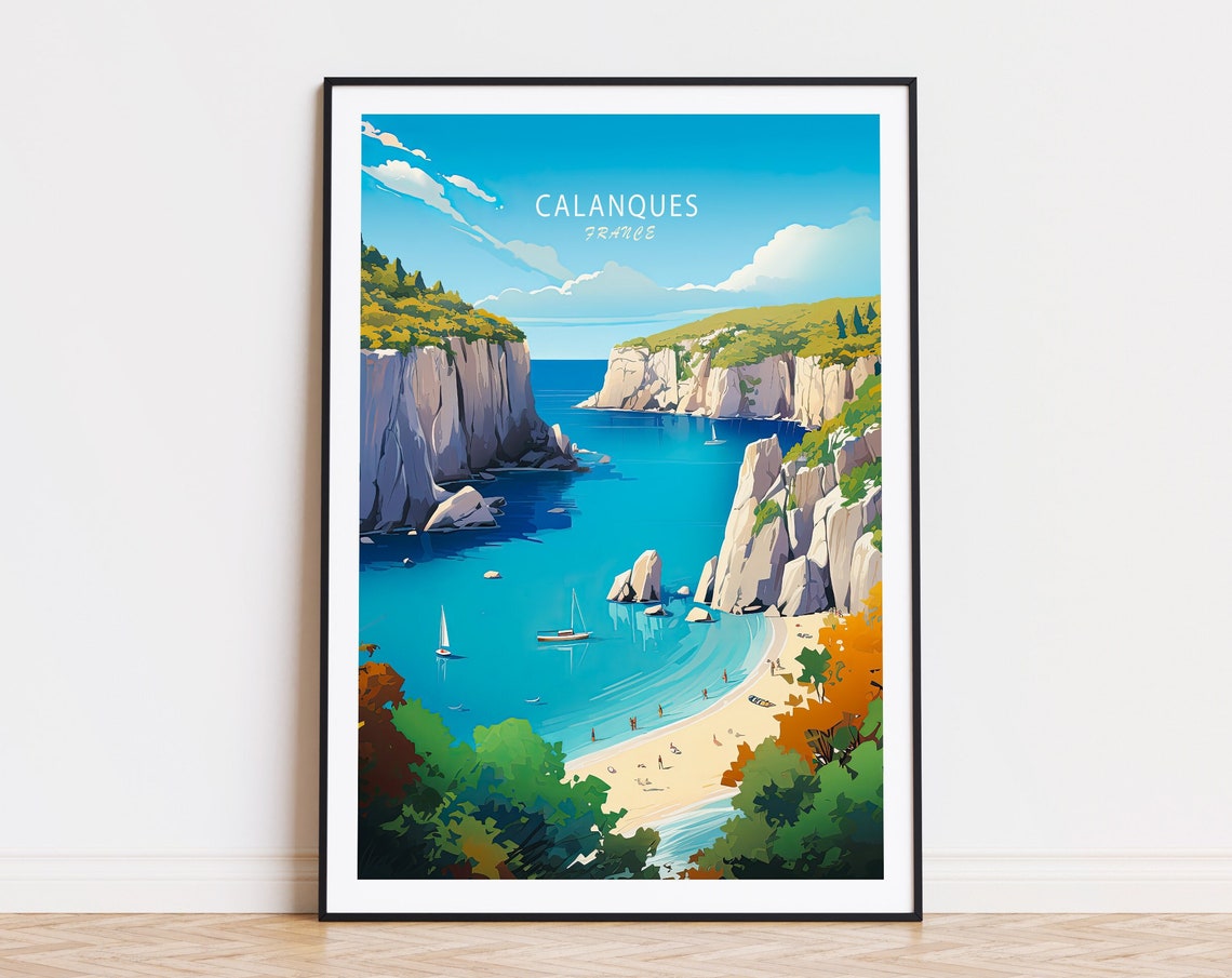 Calanques France Travel Poster France City Wall Art Calanques France Print Travel Home Decor Personalised Gifts Wedding Present