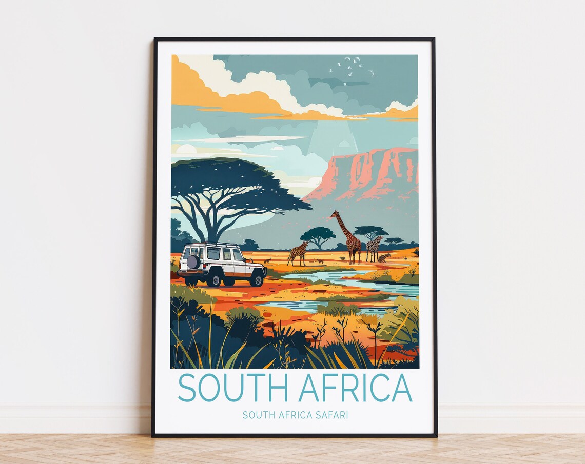 South Africa Travel Poster, Southern Africa Safari