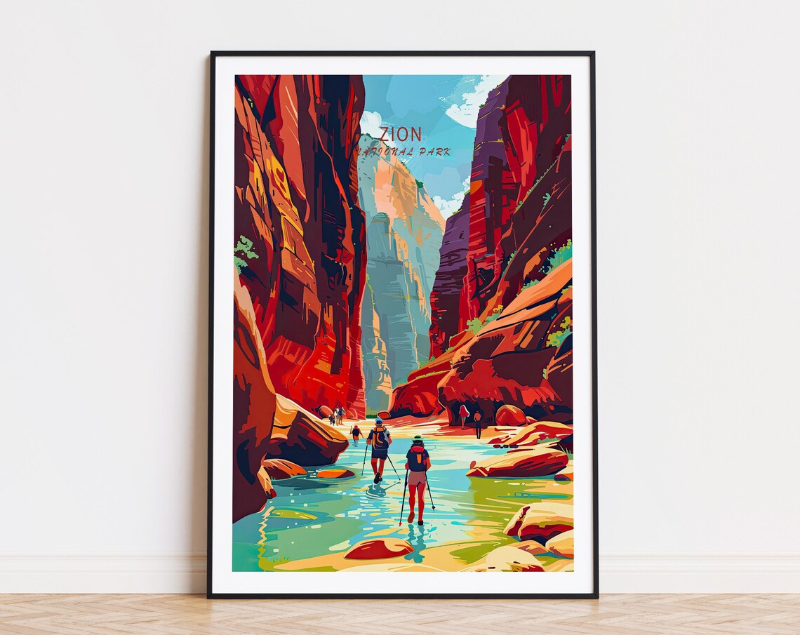 Zion Utah Travel Poster, National Park Wall Art