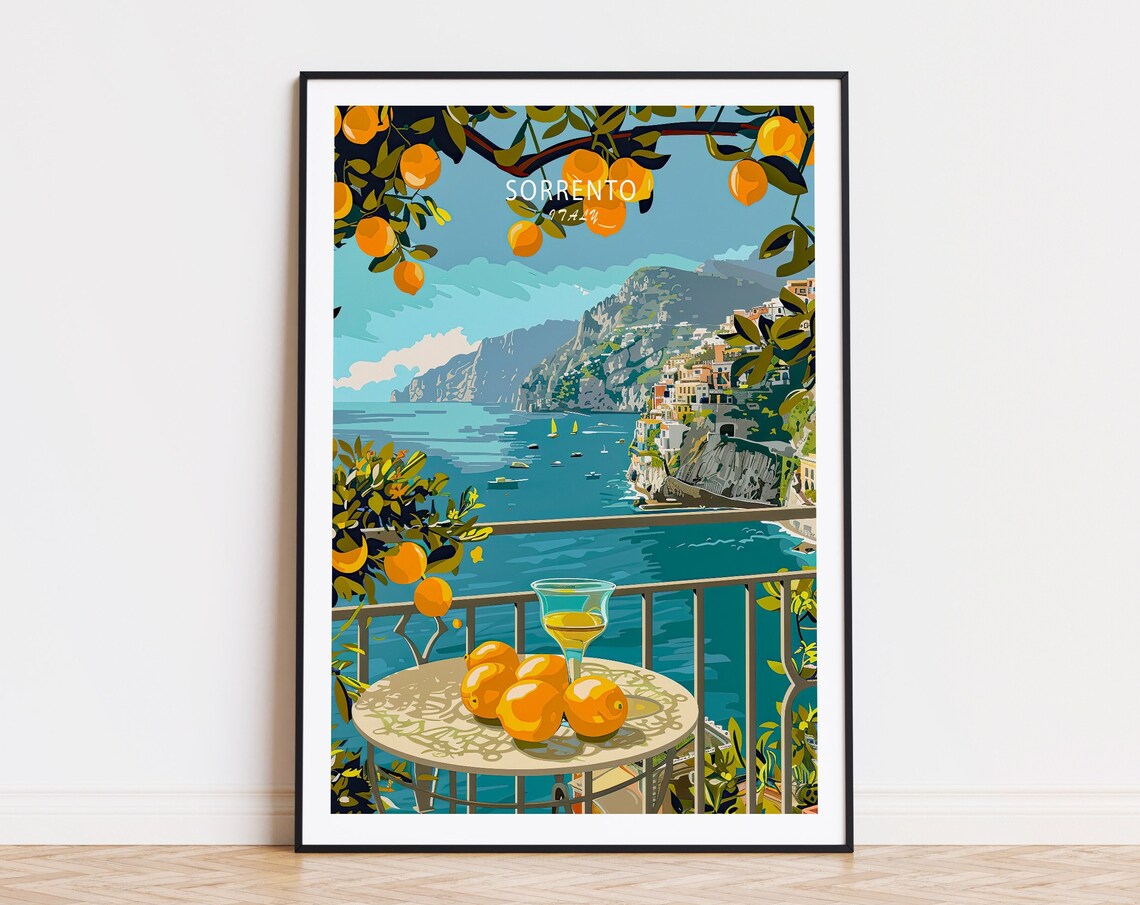 Sorrento Lemons Travel Poster, Italy Coast Art Print