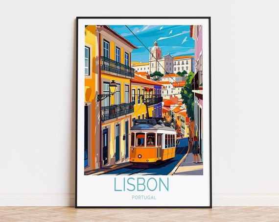 Lisbon Travel Poster, Portugal Wall Art Decor