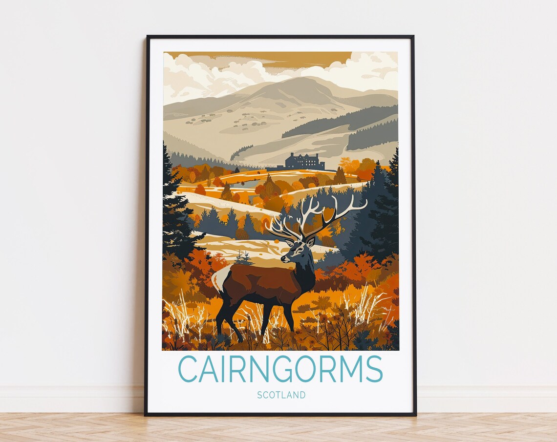 Cairngorms Travel Poster Scotland Wall Art Cairngorms Scotland Print National Park Poster Birthday Gifts Home Decor