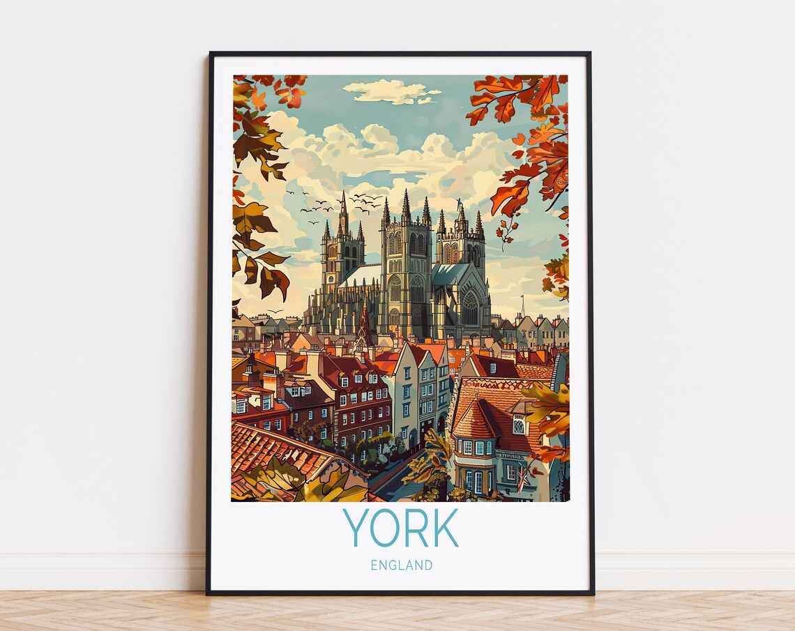 York England Travel Poster, England City Art Print