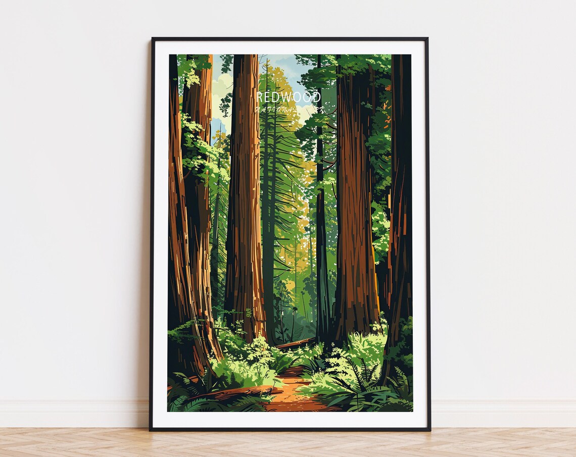 Redwood National Park Travel Poster, National Park Art