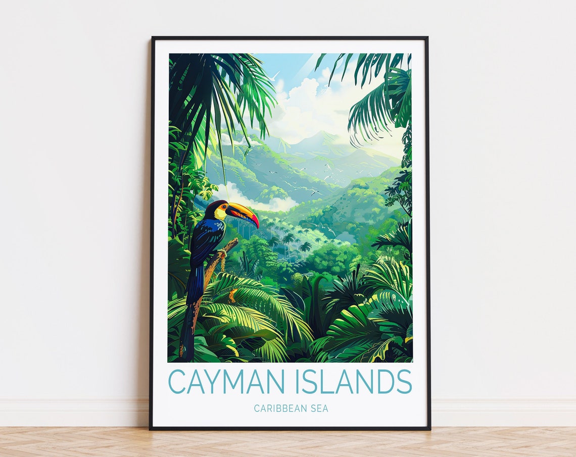 Cayman Island Travel Poster Caribbean Sea Wall Art Cayman Island Print Birthday Gifts Home Decor Custom Travel Poster
