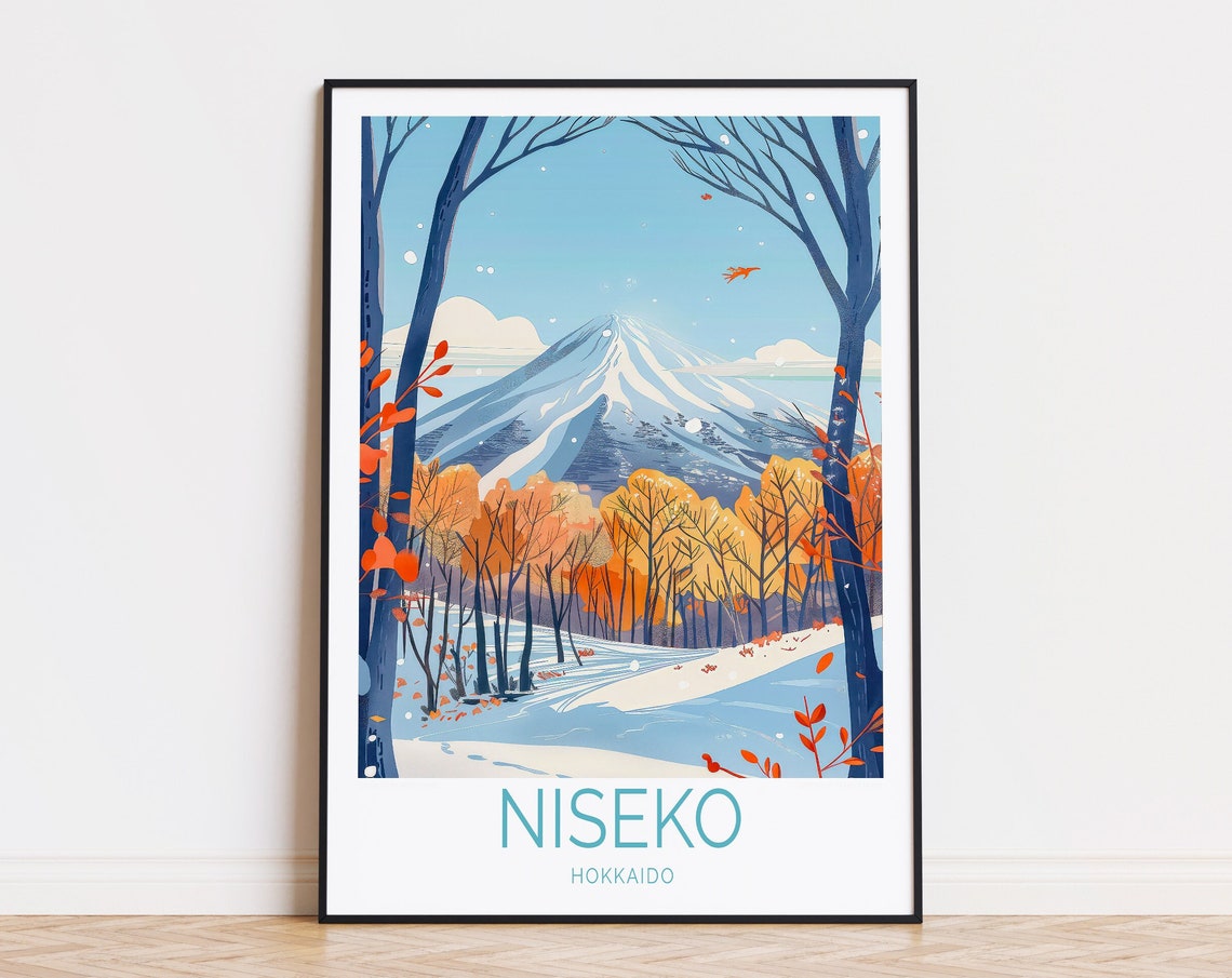 Niseko Hokkaido Snowy Mountain Autumn Trees Winter Ski Wall Art