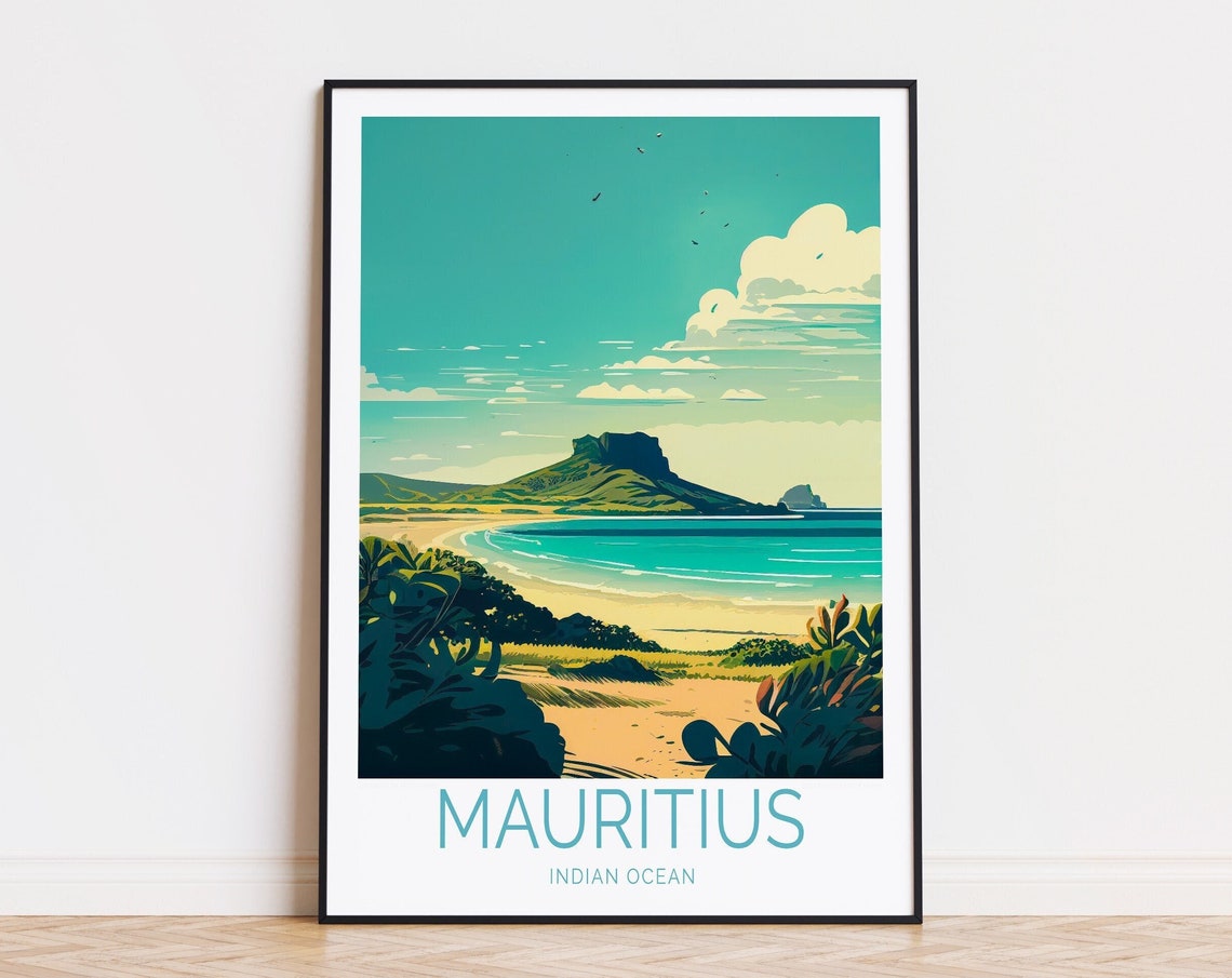 Le Morne Mauritius Indian Ocean Beach Tropical Travel Poster