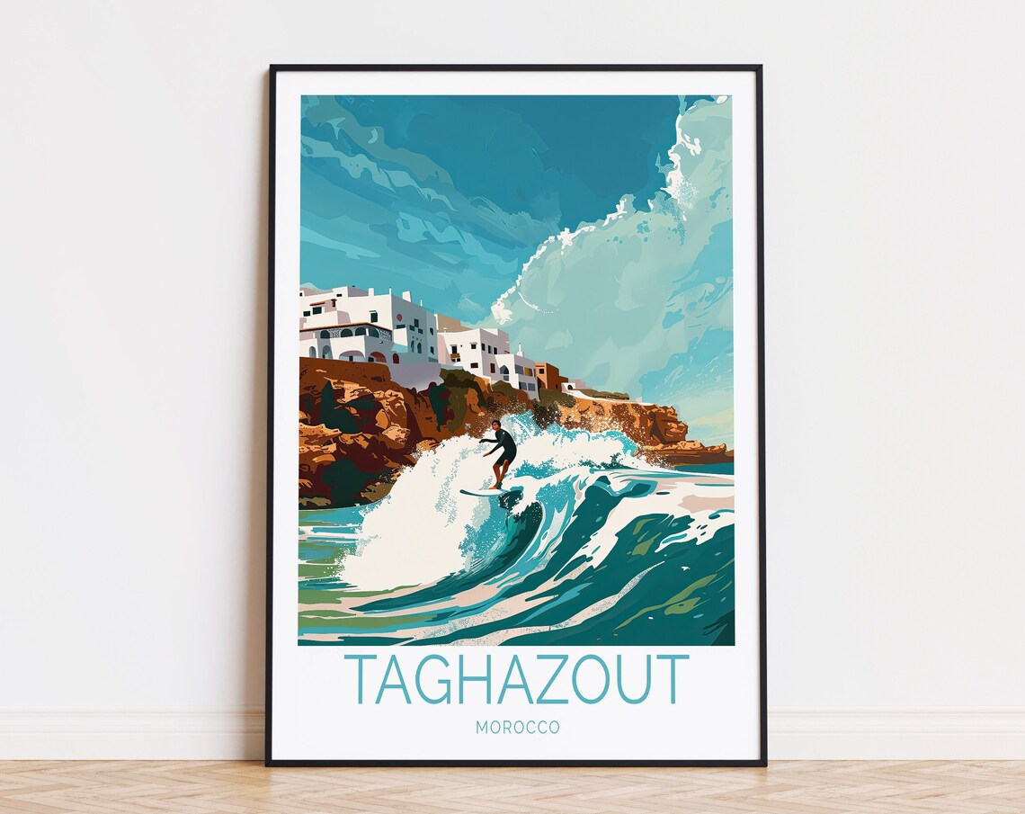 Taghazout Travel Poster, Morocco Coast Art Print
