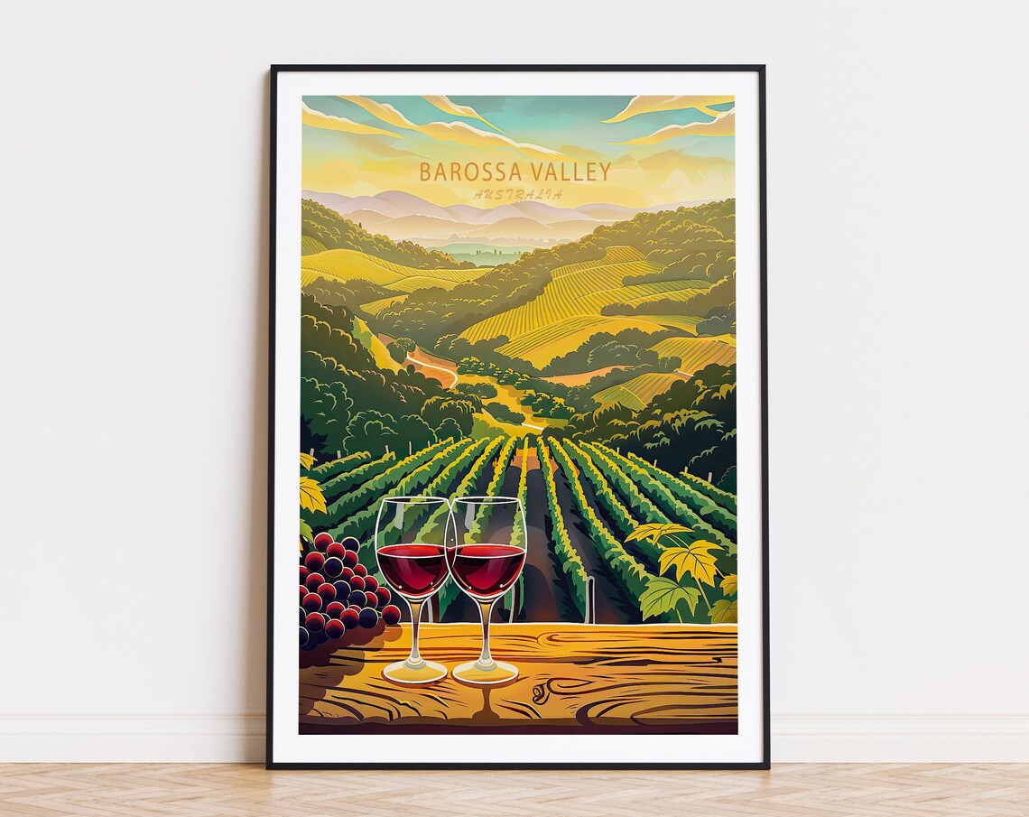 Barossa Valley Australia Golden Sunset Vineyards Travel Poster