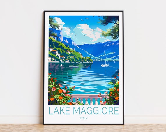 Lake Maggiore Travel Poster, Italy Wall Decor
