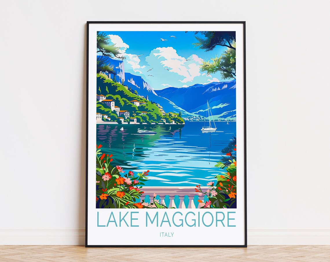 Lake Maggiore Travel Poster, Italy Wall Decor