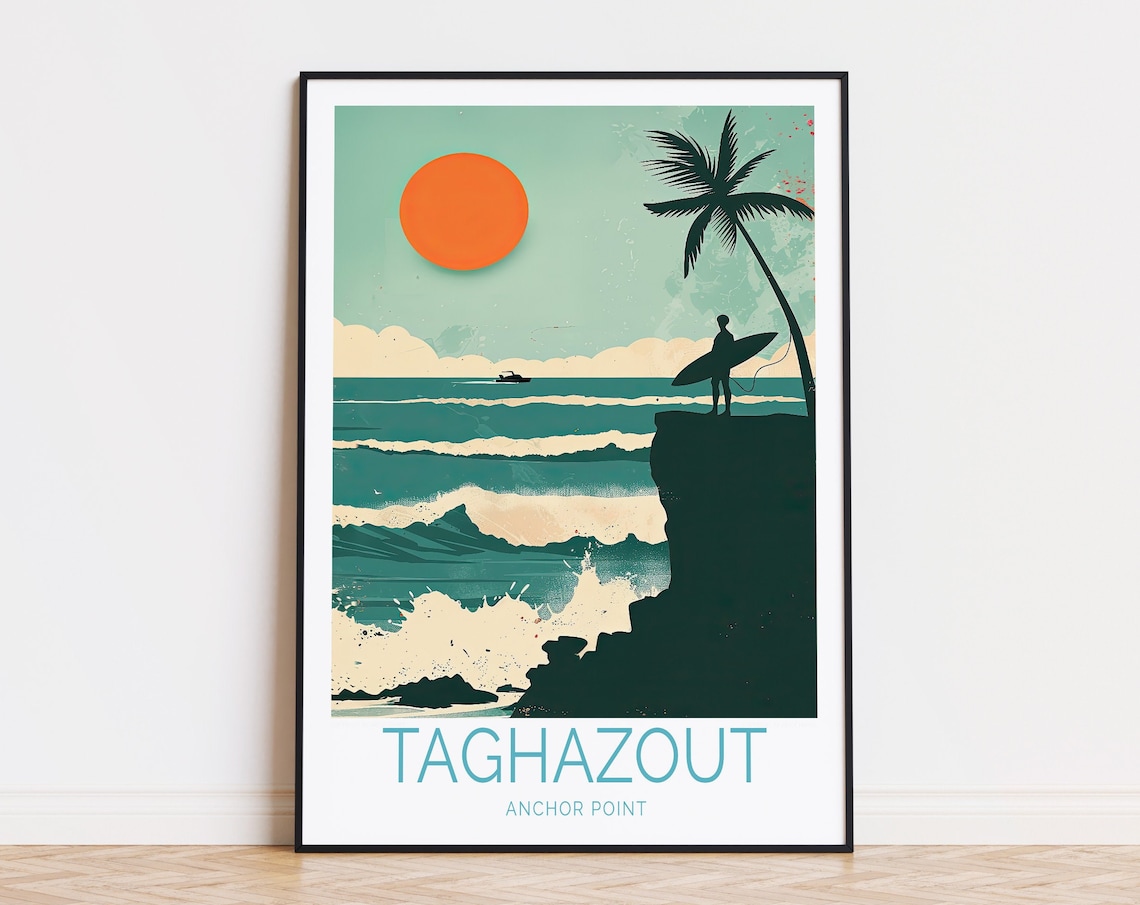 Taghazout Anchor Point Surf Travel Poster
