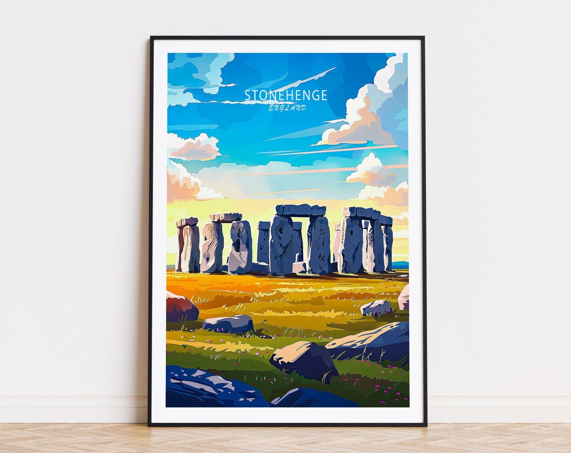 Stonehenge England Ancient Stones Under Sunset Sky Travel Poster