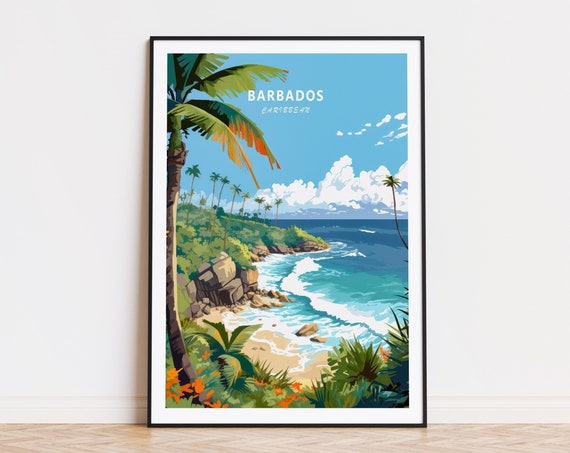 Barbados Travel Print Caribbean Barbados Wall Art Bottom Bay Poster Custom Travel Poster Home Decor Birthday Present