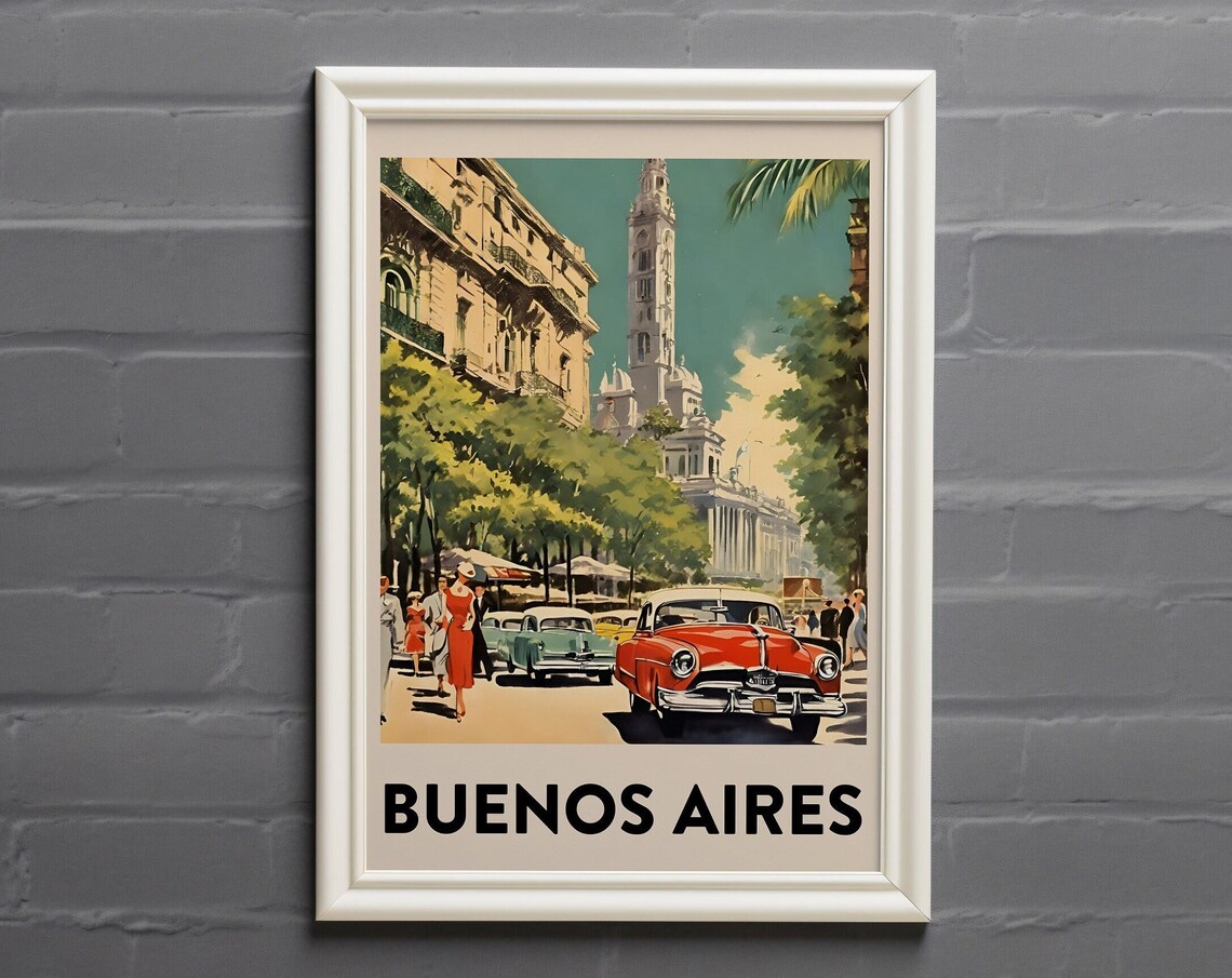 Buenos Aires Vintage Travel Poster, City Art Print