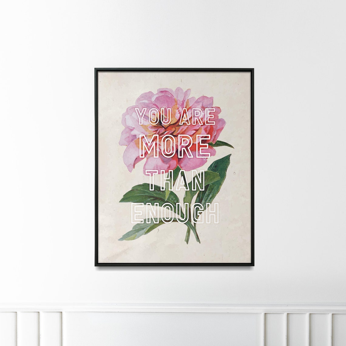 You Are More Than Enough Inspirational Vintage Floral Peony Poster - Image 2