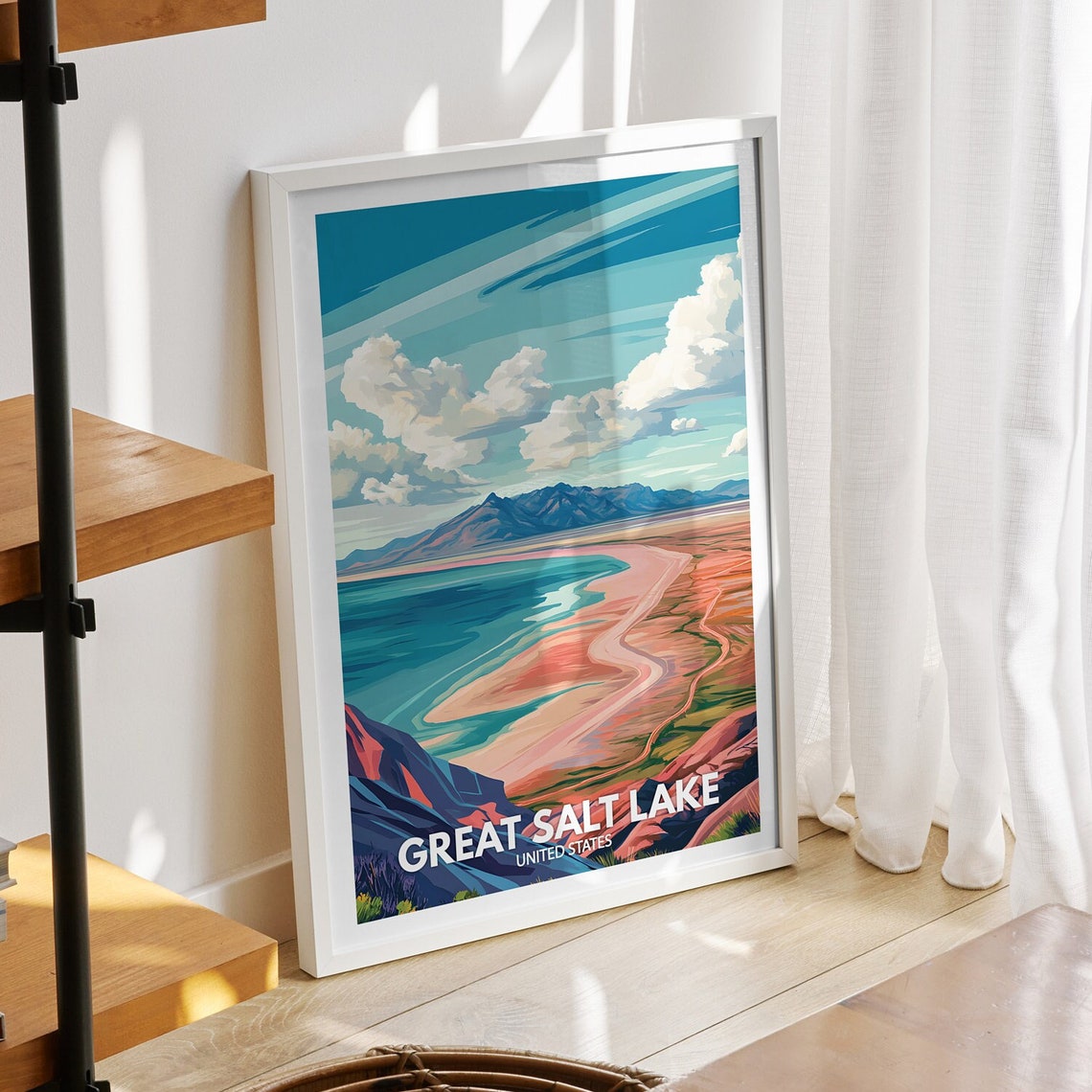 Great Salt Lake Print United States Great Salt Lake Poster United States Travel Poster Natural Lake Wall Art Lake View Art Decor