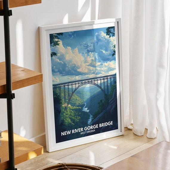 New River Gorge Bridge Print West Virginia New River Gorge Bridge Poster West Virginia Art Poster West Virginia Wall Art Decor