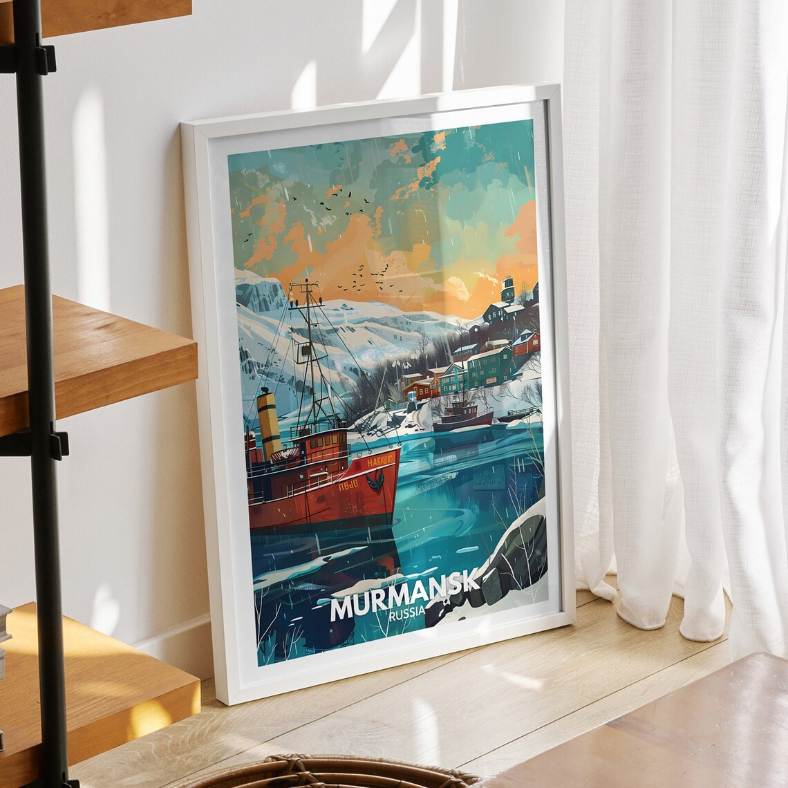 Murmansk Print Russia Murmansk Travel Poster Russia Travel Poster Russia Cityscape Wall Art Unique City Decor