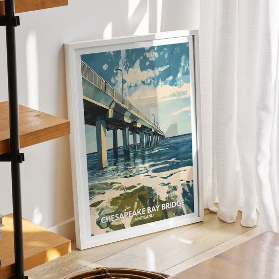 Chesapeake Bay Bridge Print Maryland Chesapeake Bay Bridge Poster Maryland Art Poster Maryland Wall Art Decor