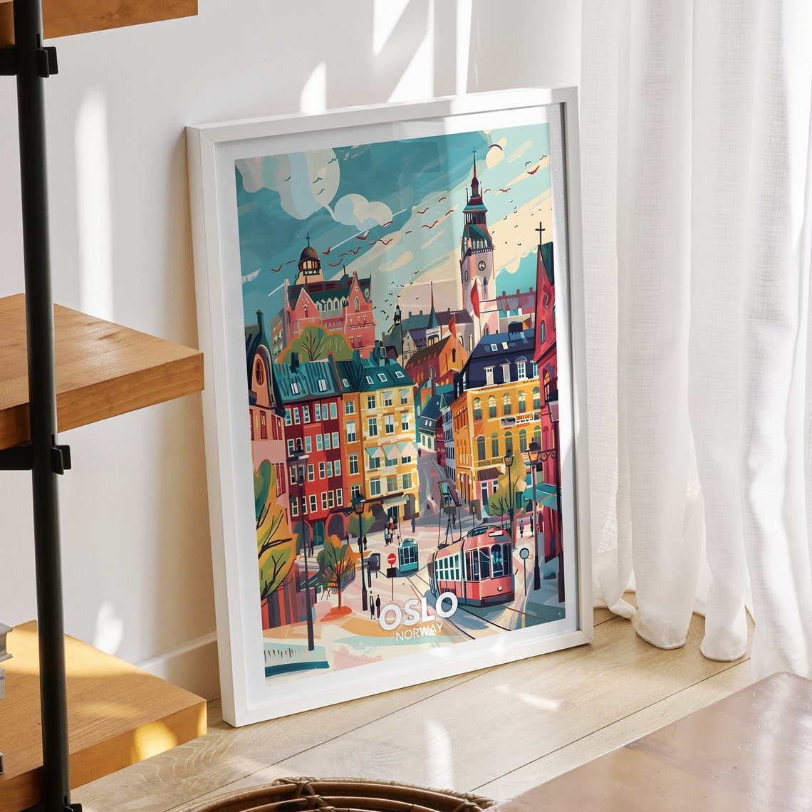 Oslo Travel Print Norway Oslo Travel Poster Norway Travel Poster Norway Cityscape Wall Art Unique City Decor