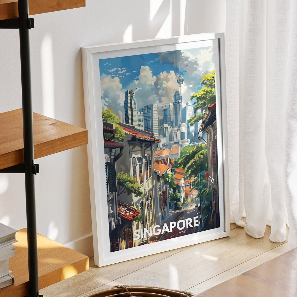 Singapore Travel Print Singapore Singapore Travel Poster Singapore Poster Singapore Cityscape Wall Art Unique City Art Decor