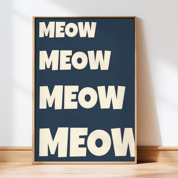 Mewo Cat Art Print, Cat Wall Decor