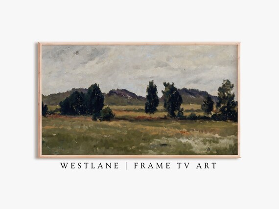 Frame Tv Art Moody Country Landscape Painting Dark Green Art Tv209