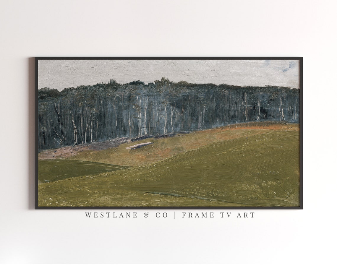 Abstract Green Rolling Hills Dark Forest Modern Landscape Wall Art