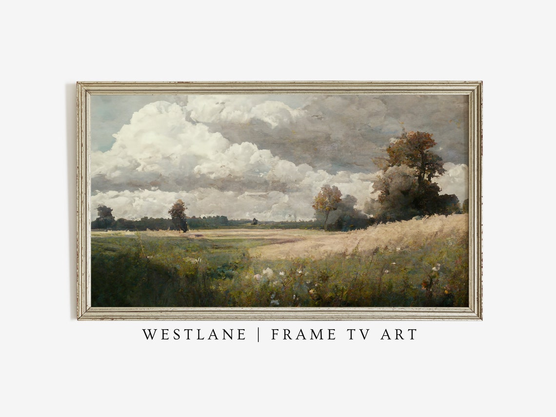 Summer Country Landscape Golden Field Clouds Farmhouse Art Poster