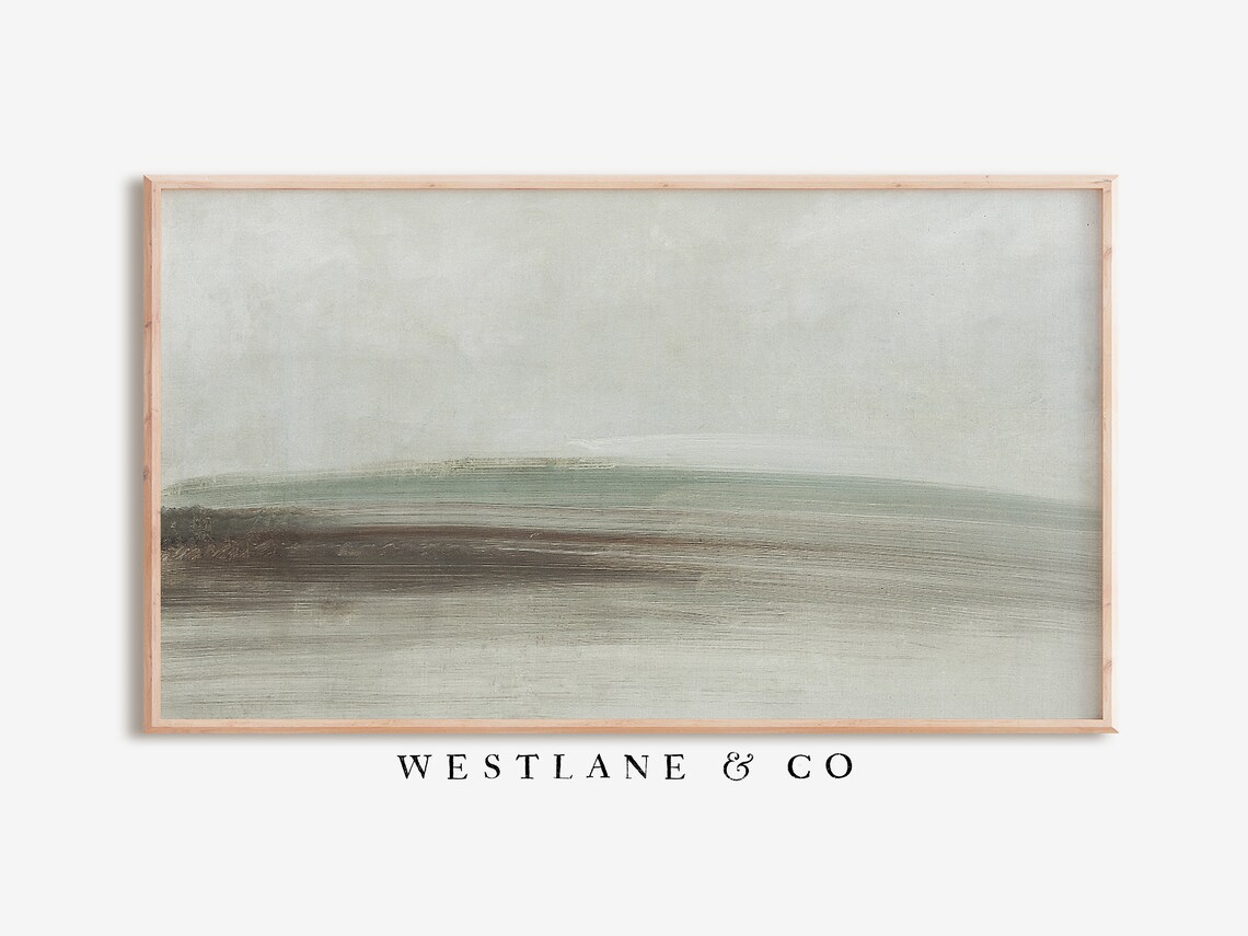 Sage Green Minimalist Abstract Seascape Coastal Neutral Wall Art Poster