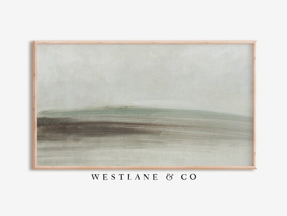 Sage Green Minimalist Abstract Seascape Coastal Neutral Wall Art Poster