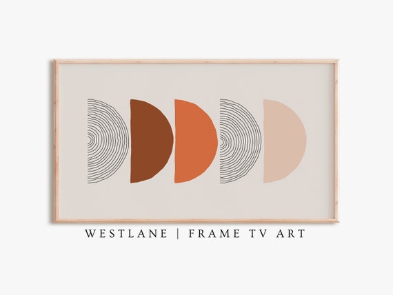 Frame Tv Art Modern Geometric Neutral Orange Brown Tv