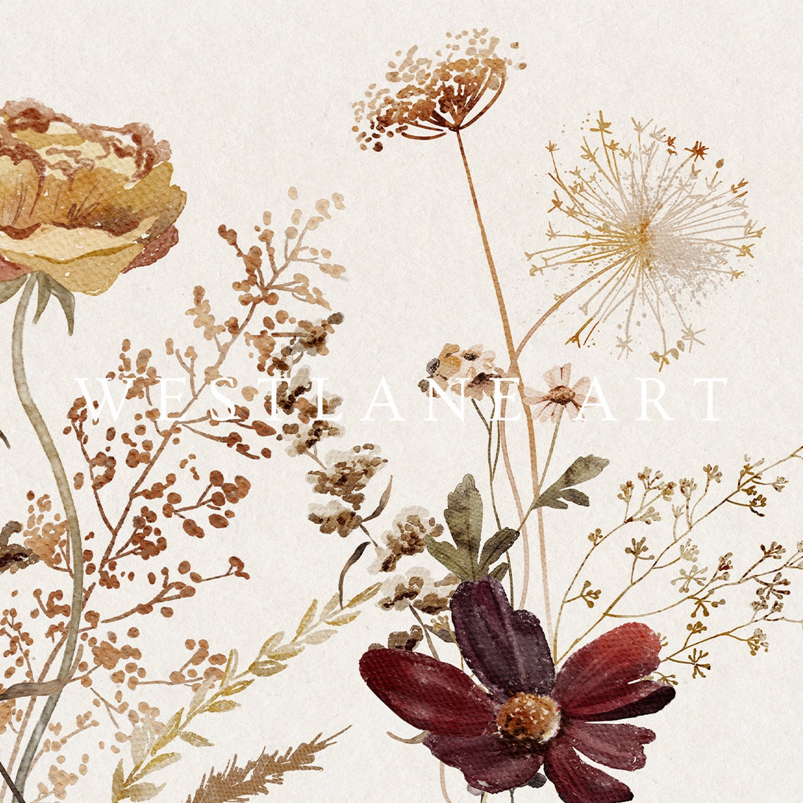 Autumn Wildflower Botanical Dried Flowers Rustic Fall Scene Poster - Image 2