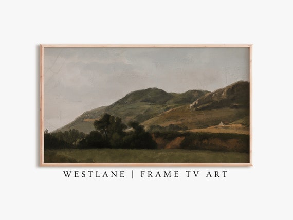Frame Tv Art Vintage Moody Landscape Painting Farmhouse Decor File Tv186