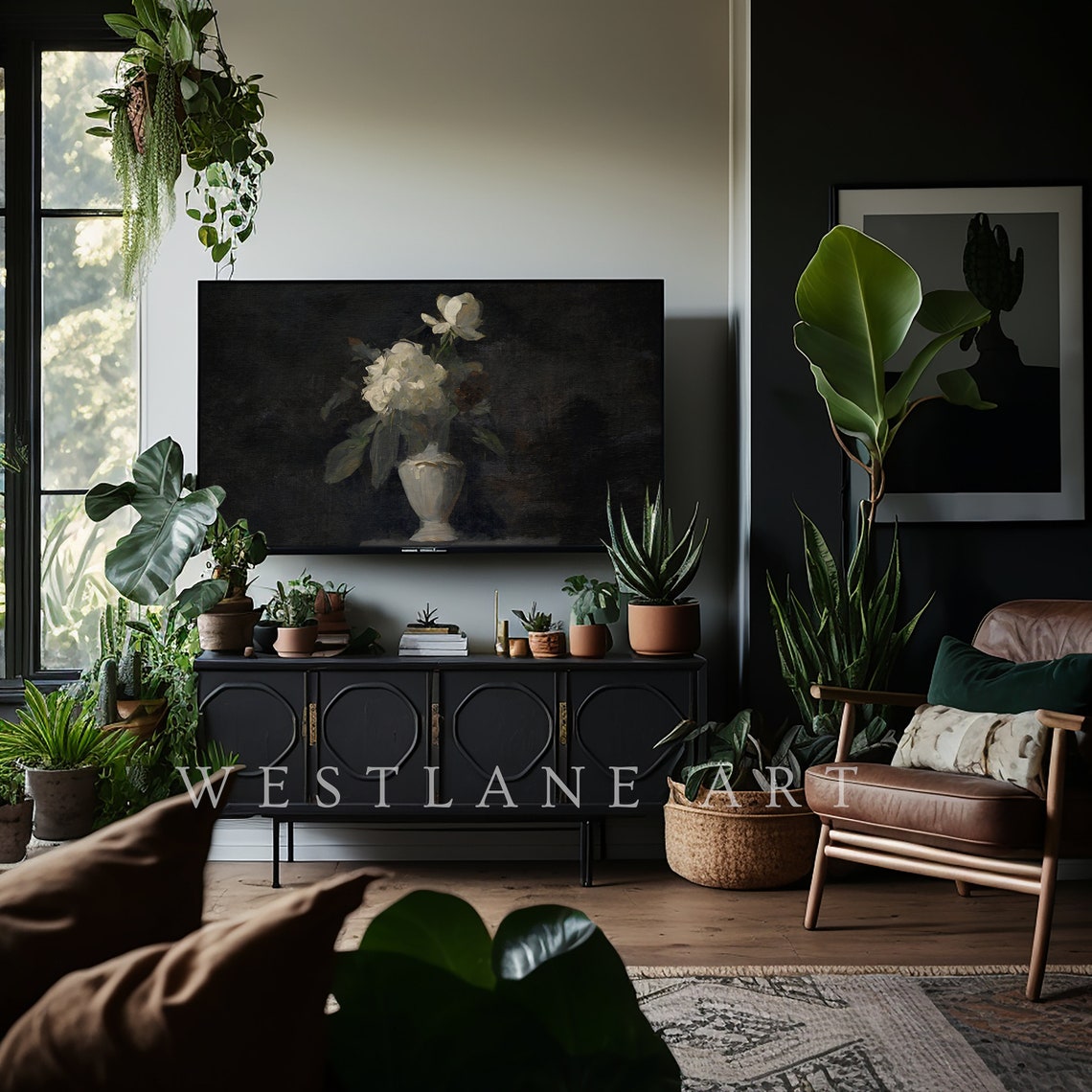 Frame Tv Art Dark Floral Still Life Painting Farmhouse Living Room Decor Tv Art Tv338 - Image 3