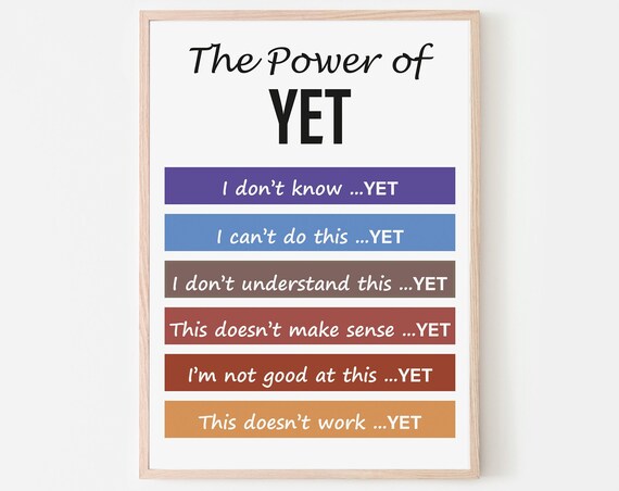 The Power Of Yet Growth Mindset Classroom Motivation Quote Poster