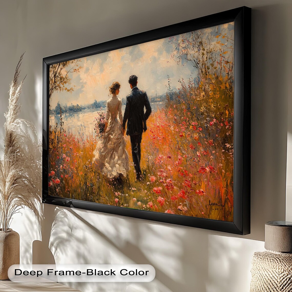Romantic Walk In Field - Rustic Landscape Art Print - Image 2