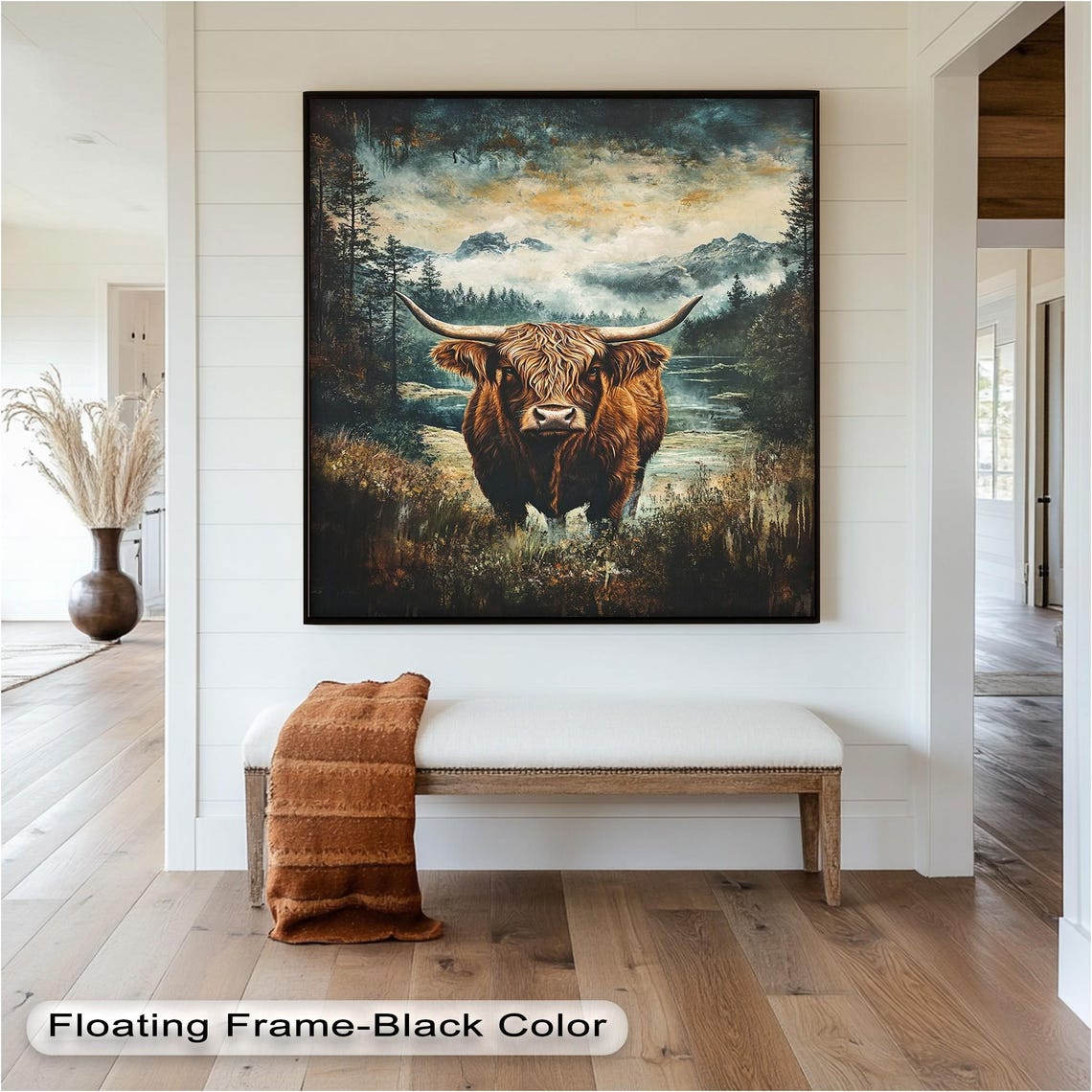 Highland Cow Rustic Animal Art Print, Western Decor - Image 3