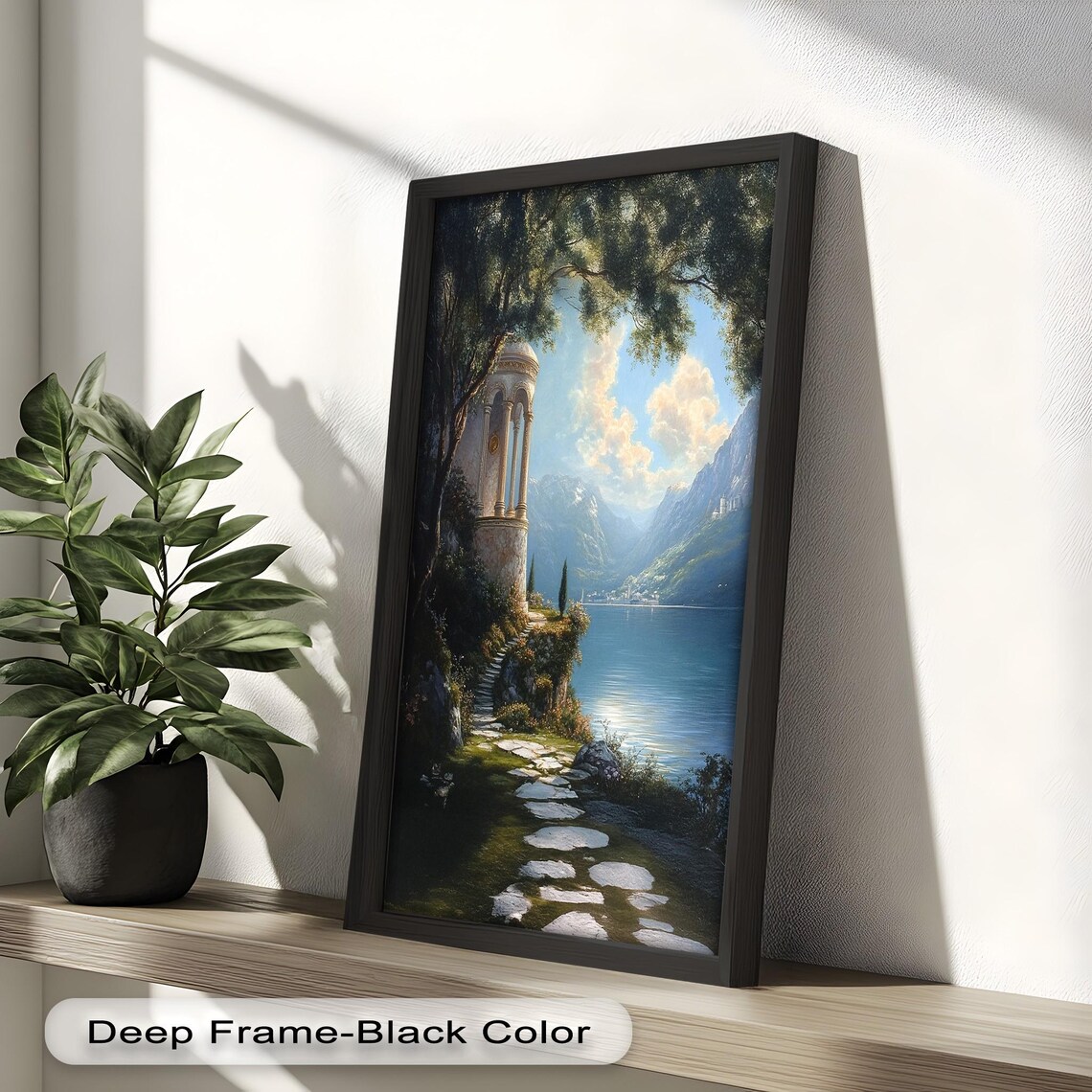 Temple By The Lake, Serene Nature Landscape Print - Image 5
