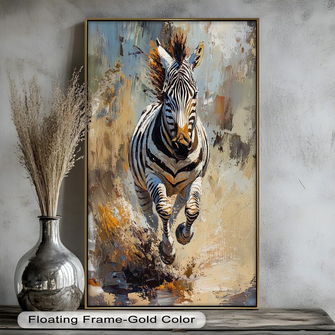 Running Zebra, Bold Wildlife Painting