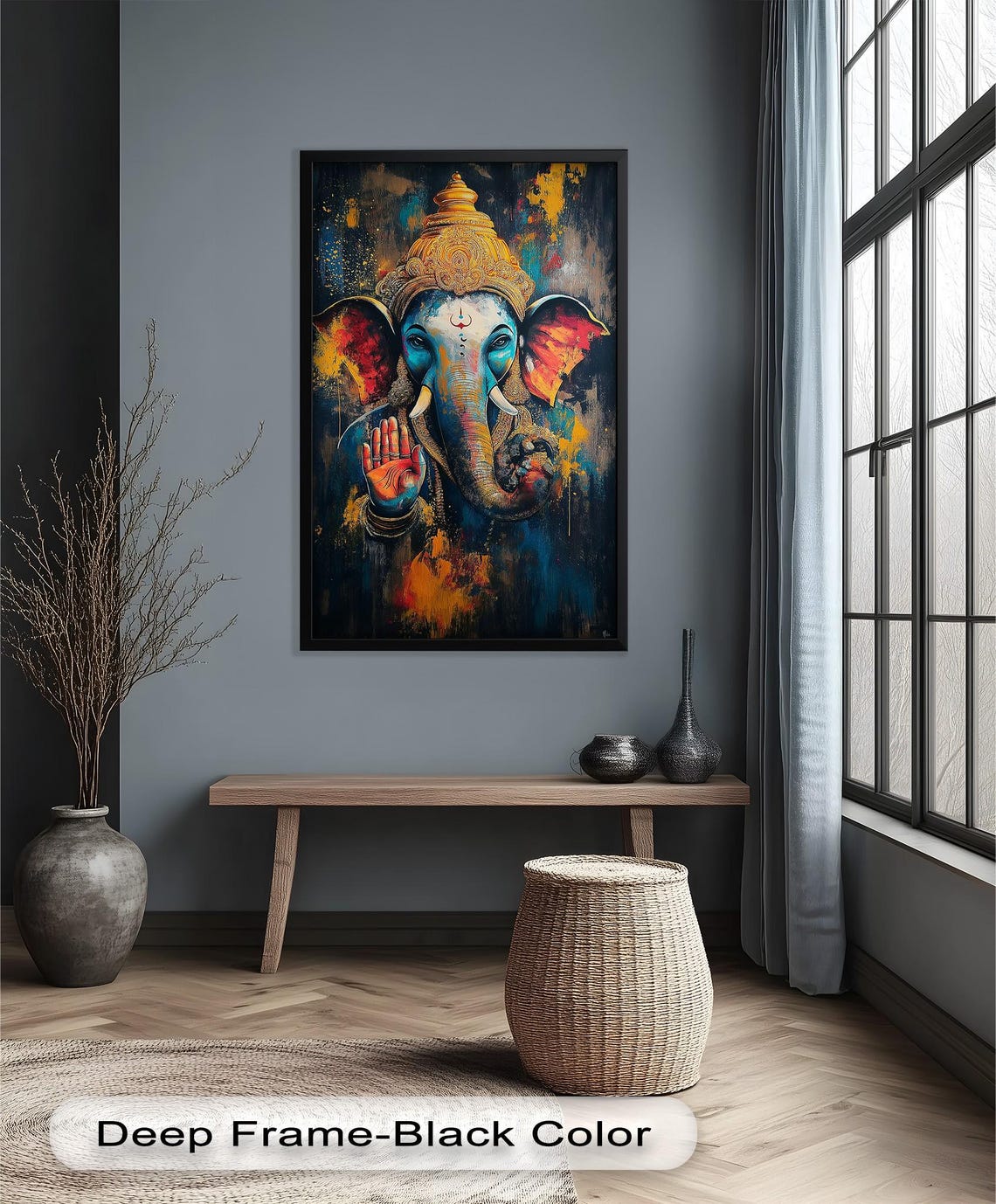 Ganesh Wall Art, Vibrant Hindu Decor