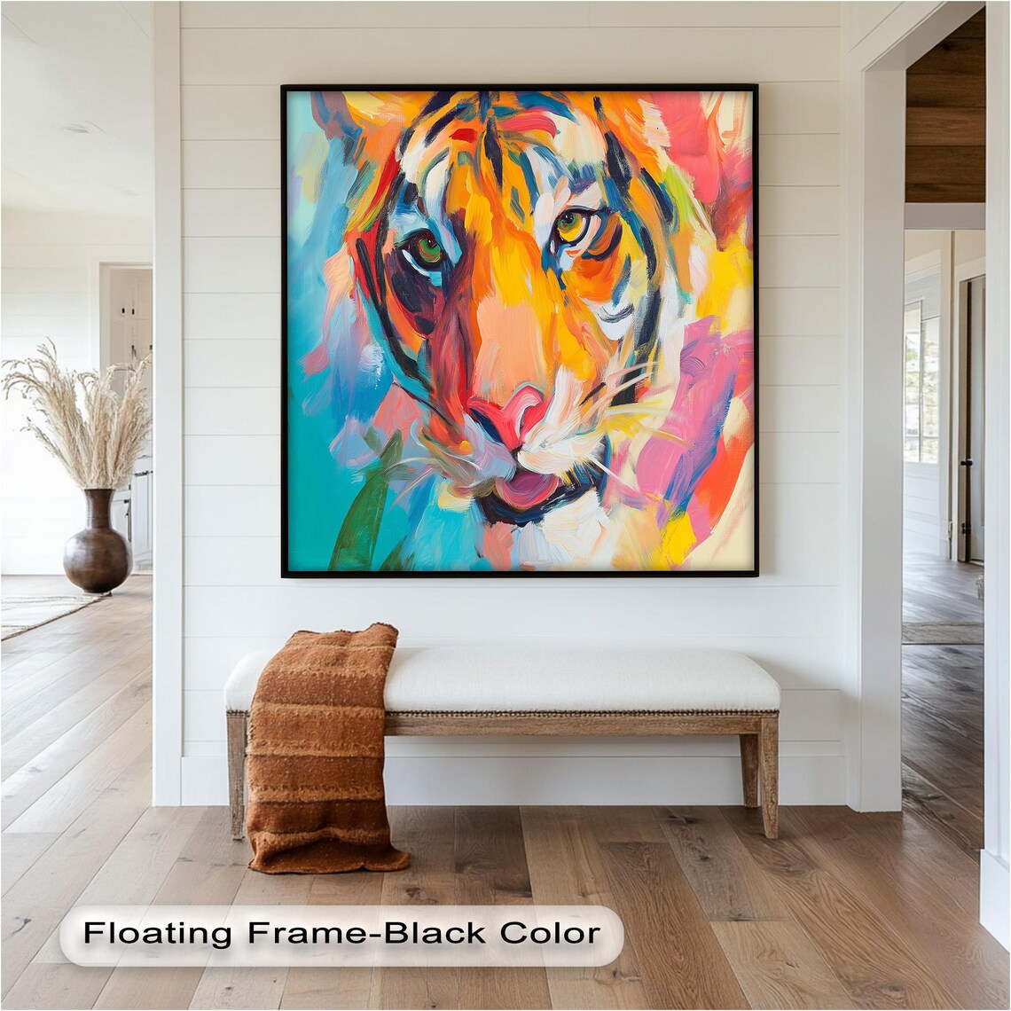 Colorful Tiger Face Art Print, Bold Jungle Animal - Image 2