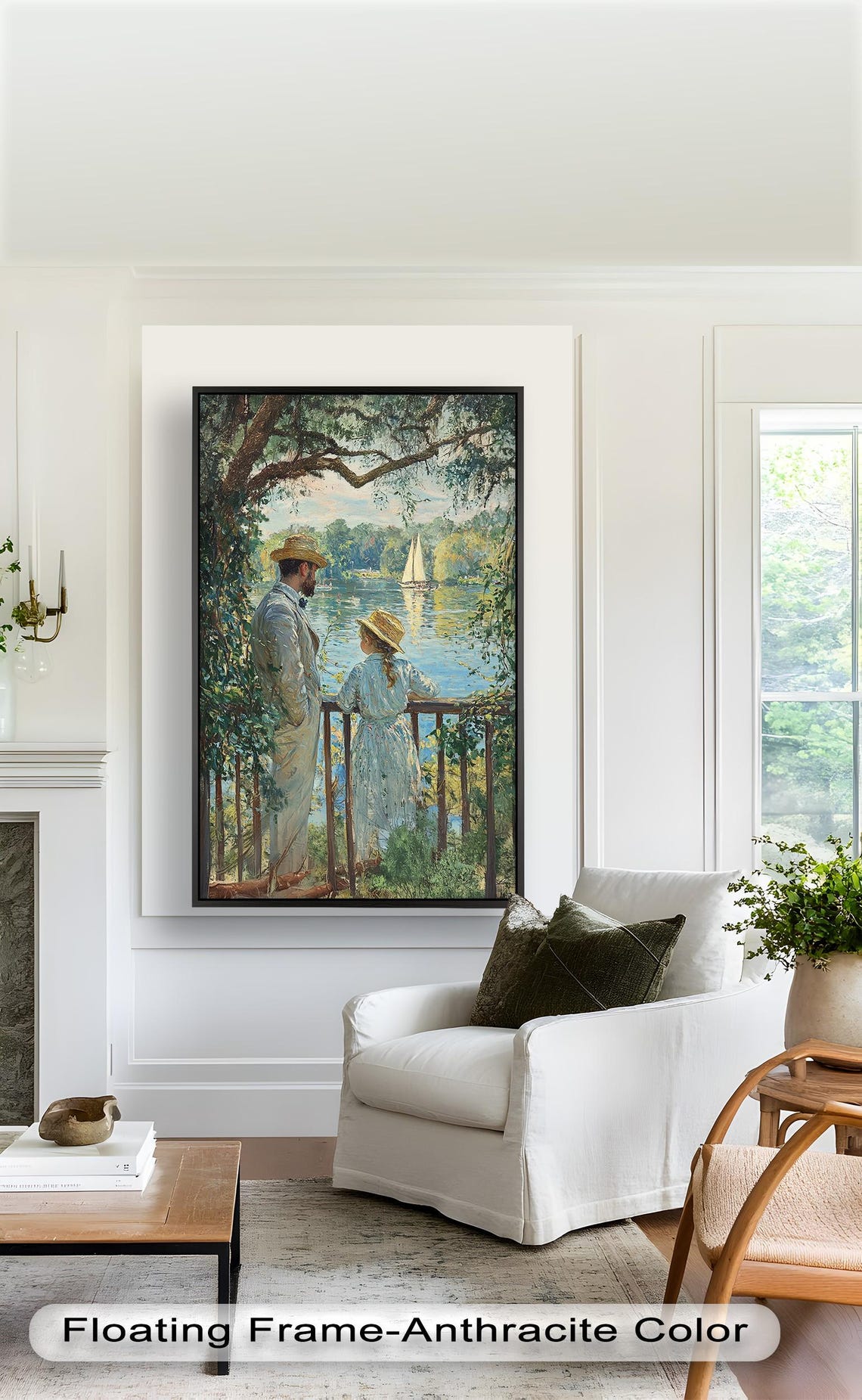 Romantic Couple By The Lake, Vintage Nature Print - Image 3