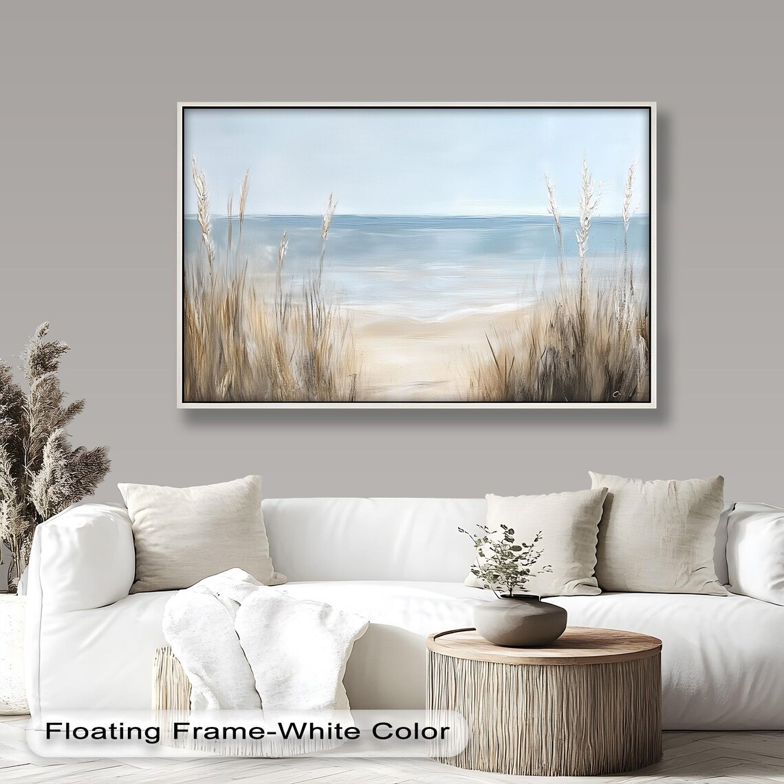 Coastal Beach Ocean Waves Painting, Rustic Seascape - Image 4